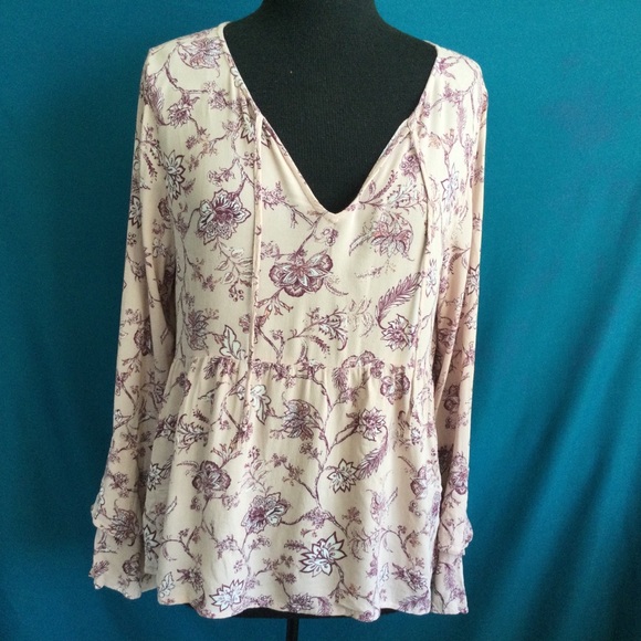 Hinge Blouse M/L Ruffle Flounce Sleeve Pink Baby Doll Romantic - Picture 2 of 16